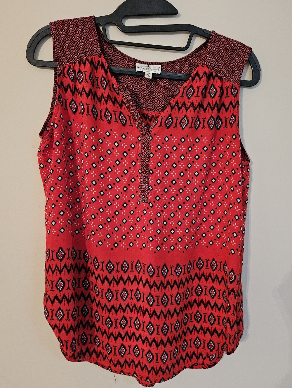 Grand & Greene Red Printed Sleeveless Tank Top Size Medium